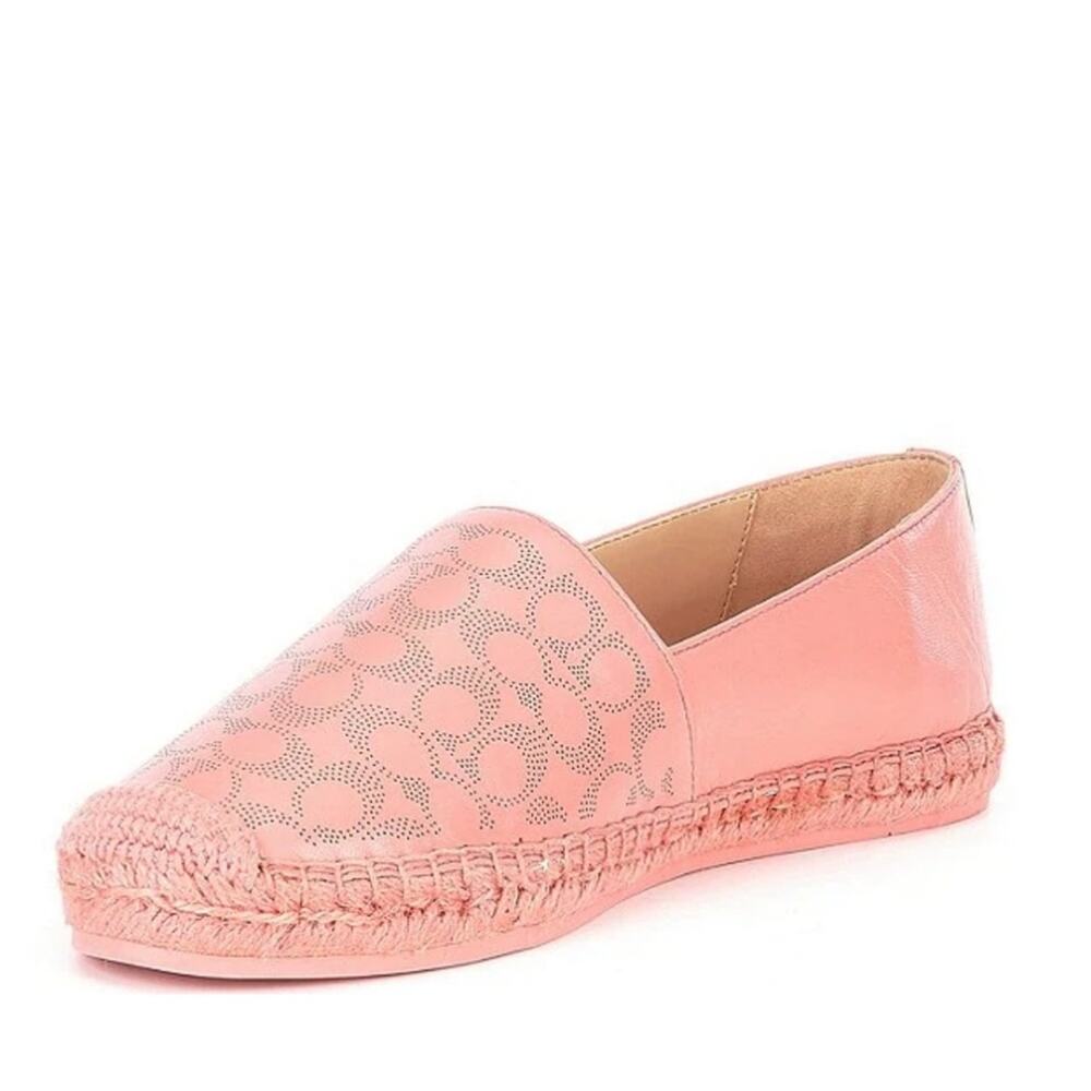 COACH CARLEY PERFORATED LEATHER LOGO ESPADRILLE SLIP-ONS, SIZE 9.5 - Picture 4 of 6